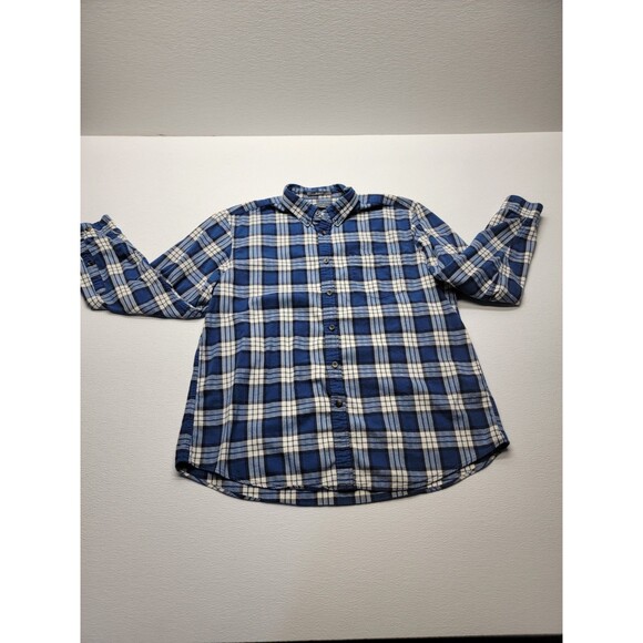 Eddie Bauer Flannel Shirt Mens XL Blue Plaid Relaxed Fit Button Down Outdoors - Picture 1 of 9